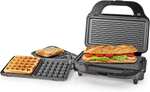 Nedis Multi-Grill - Grill / Sandwich / Waffle - 900 W - 28 x 15 cm - Automatischer Temperaturkontrolle - Edelstahl / Kunststoff