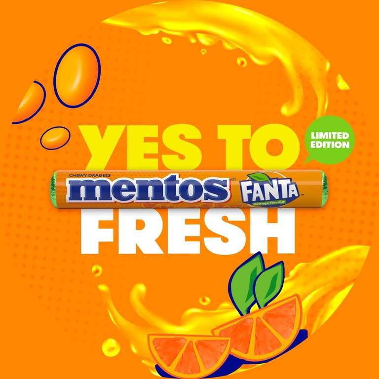 Mentos Fanta Dragees, Frucht-Bonbons mit Original Fanta-Flavour, Multipack (40 Rollen à 37,5g) [PRIME/Sparabo; für 13,99€ bei 5 Abos]