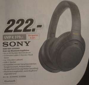 [LOKAL] Mannheim Media Markt Neueröffnung: Sony WH-1000XM4 WH1000XM4 222€ Over-Ear Bluetooth Kopfhörer 21.11.-26.11.2022