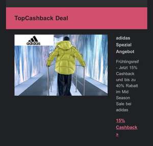 15% Cashback auf Adidas bei Topcashback