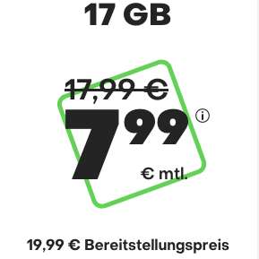 Drillisch KW43: z.B. handyvertrag.de 17 GB LTE für 7,99€ oder BLACKSIM 38 GB LTE für 15,99€ (Telefonica-Netz; mtl. kündbar)