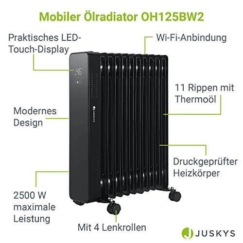 Juskys Elektroheizung Ölradiator 2500W - Wi-Fi Steuerung