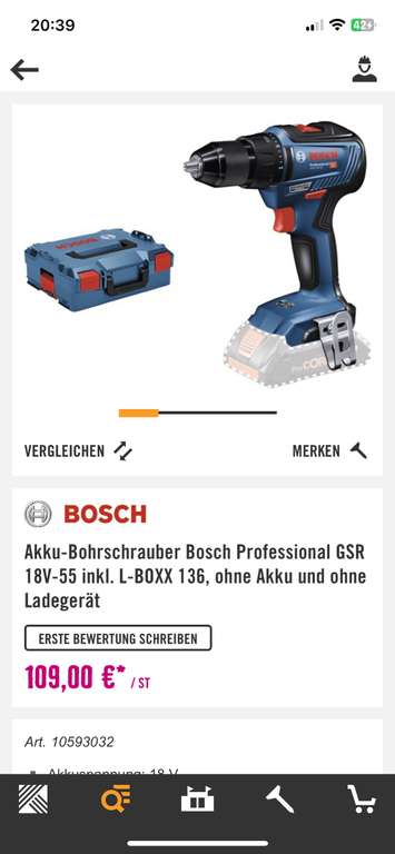 Bosch Professional GSR 18v-55 in L-Boxx „Bauhaus TPG“