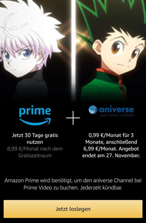 Aniverse [Amazon Prime] Anime Channel 3 Monate für 0,99€/Monat