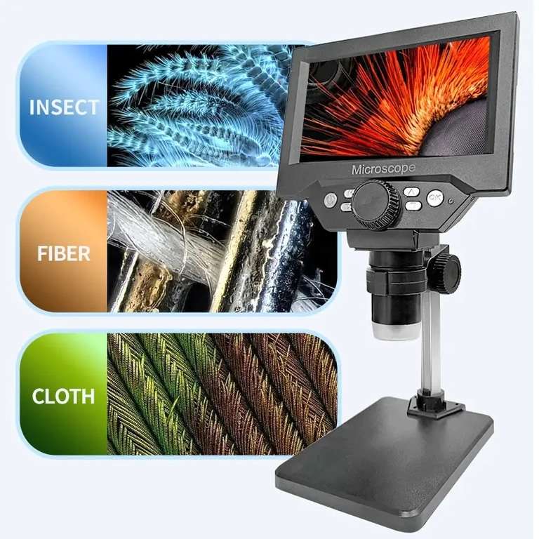 [Aliexpress] Löt-Mikroskop 5.5 "LCD-Digital 1080p, 50x-1000x, mit Ständer für Elektronik und Reparaturen