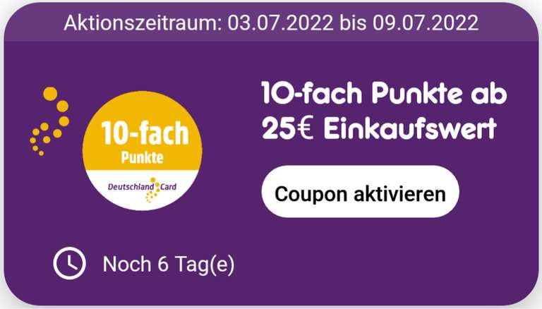[Netto MD App] 10-fach Punkte auf den gesamten Einkauf ab 25€ MEW mit DeutschlandCard
