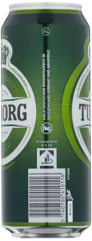Tuborg Pilsener, Bier Dose Einweg (24 X 0.5 L) Dosenbier [PRIME/Sparabo; für 13,16€ bei 5 Abos]