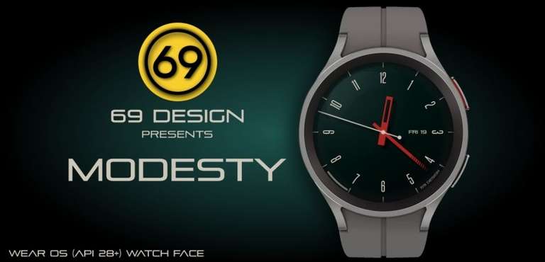 (Google Play Store) [69D] Modesty analog watchface (WearOS Watchface, analog)