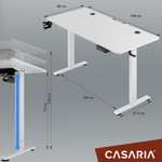 [Norma24 online] Casaria Höhenverstellbarer Schreibtisch inkl. Kabelführungen, Getränke- und Kopfhörerhalter Weiß 140x60x73-118cm