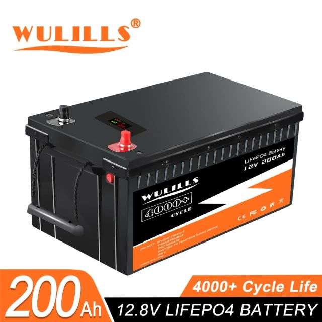 12V 200Ah LiFePo4 Batterie Lithium WULILLS BMS Solar Wohnmobil offgrid Inselanlage Fotovoltaik Akku PV-Anlage