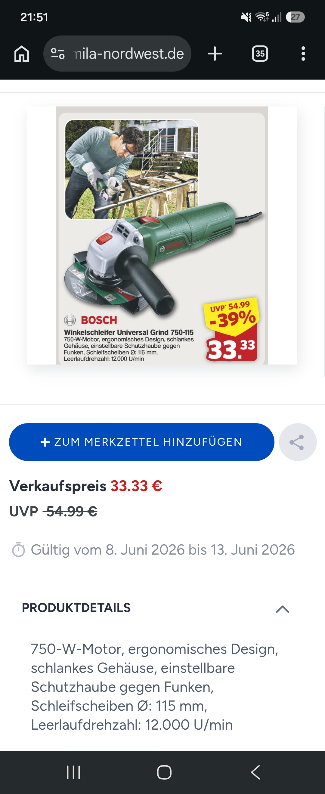 Winkelschleifer Bosch 750-115