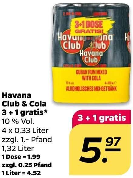 [Netto mit Hund] Havana Club mixed with Cola 10% 4er Pack