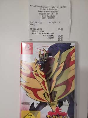 [LOKAL Gamestop Nürnberg Frankencenter] Pokemon Schild 30€ NEU/Sealed