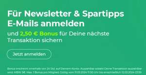 Topcashback 2,50€ Bonus ab 5€ Bestellwert für Newsletteranmeldung