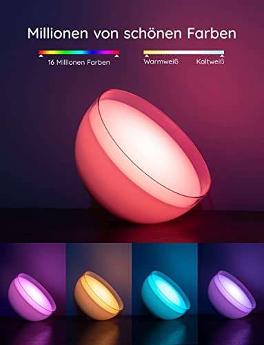 Govee LED Tischlampe, Bluetooth dimmbare Nachttischlampe RGBWW, tragbare Tischleuchte, Farbwechsel, APP-Steuerung, Musik Sync