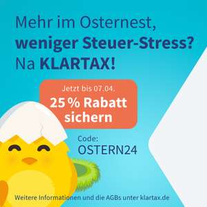 KLARTAX Osterangebot: 25% Rabatt auf die Steuererklärung