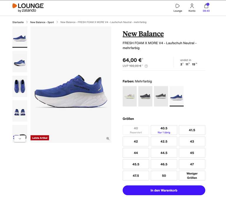 New Balance FRESH FOAM X MORE V4 | Blau | Laufschuh | Sneaker | viele Größen