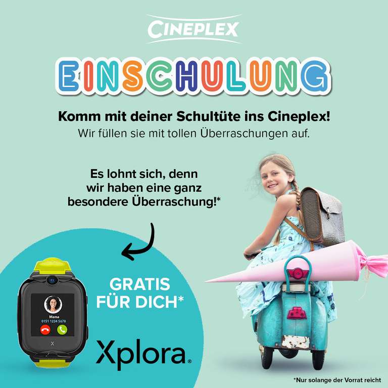 Gratis XPLORA Smartwatch XGO2 für Erstklässler bei Cineplex-Einschulungsaktion 2022
