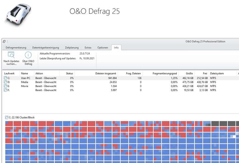 O&O Defrag 25: Maximale Performance für Ihren PC - kostenlos / Unterstützt Windows 11, 10, 8 und Windows 8.1 (64-Bit)
