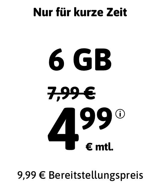 [1&1-Netz] - Drillisch Tarife mit 5G: 6GB + Telefonie- und SMS-Flat + VoLTE & WLAN Call für 4,99€ | 20GB für 7,99€ | 30GB für 9,99€ | uvm.