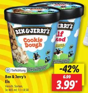 [LIDL] Ben & Jerrys Eis versch. Sorten 465ml Becher für 3.99€ ab 01.03.