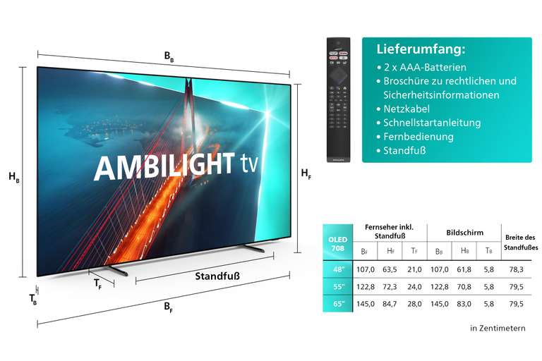 Philips OLED TV Ambilight 4K 55OLED708/12, Metallrahmen
