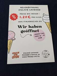 (Lokal) Neueröffnung Eisdiele Italienisches Eis 1,20€ pro Kugel in Mainz-Kastel