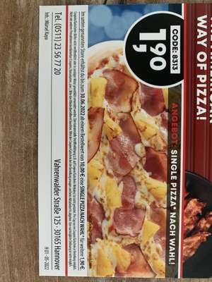 Pizza 1,90 € Call a Pizza Hannover 8313 Mindestbestellwert 10 €
