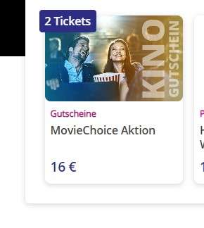 MovieChoice Aktion 2x Kino 16€ (Cadooz BestChoice)