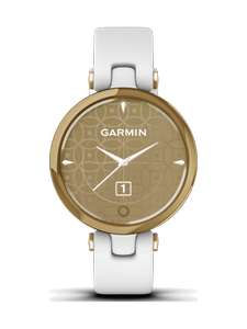 Garmin Lily Classic Weiß/Gold Touchscreen Smartwatch mit Lederarmband + zusätzliches weißes Silikonband, Health und Fitness Funktionen