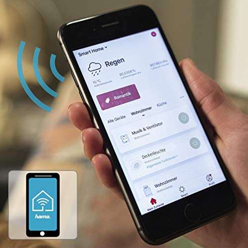 (Alexa, Google Home) Smarte Hama LED Einbau-Deckenleuchte dimmbar per App- u. Sprachsteuerung