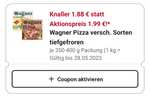 Verschiedene Wagner Pizzen bei Rewe, mit Paypack für 0,88€ möglich. Personalisiert