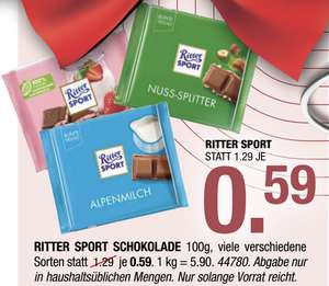 [Lokal Hofmeister in Bietigheim & Sindelfingen] RITTER SPORT Schokolade 100g verschiedene Sorten