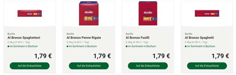 [GLOBUS] Barilla Al Bronzo, versch. Sorten 400g für ab 0,79 € pro Packung (Angebot + Coupon)