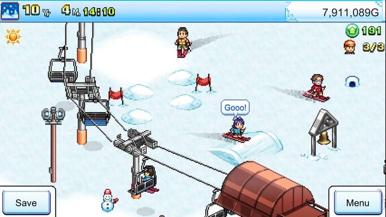 Shiny Ski Resort (Android / iOS) Gratis Spiel im Google PlayStore o. Apple App Store - ohne Werbung - [Rezensionen 4,3 Sterne] Kairosoft