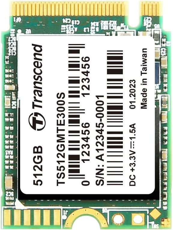[Vorbestellung] Transcend MTE300S 512GB SSD (M.2 2230, PCIe 3.0 x4, 2000/1100 MB/s, 3D-NAND TLC, DRAM-less, 200TBW, 5J Garantie)