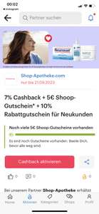 Shop Apotheke: Shoop 7 % Cashback + 5 €-Gutschein
