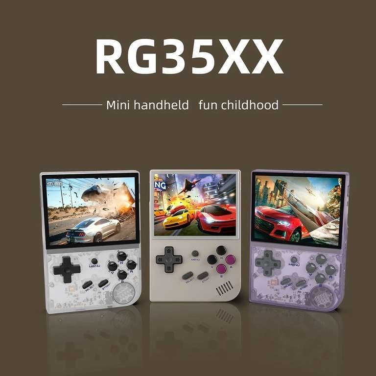 Anbernic RG35XX: Handheld-Retrospielekonsole mit 64GB Speicherkarte, 5000+ Spiele vorinstalliert, HDMI, 3,5-Zoll LCD, 5 Stunden Akkulaufzeit