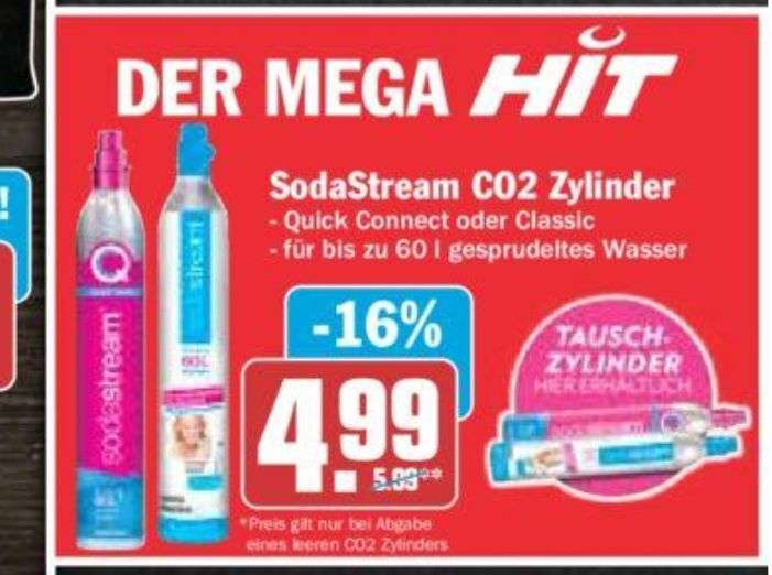 Hit: Original Sodastream CO2 Tausch- Zylinder für bis zu 60l Sprudelwasser, Quick Connect oder Classic ,12.12.22-17.12.22