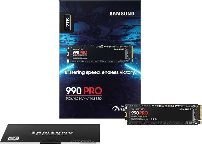 Samsung 990 PRO 2TB SSD | M.2 2280 | NVMe 2.0 | PCIe 4.0 | 7450/6900 MB/s | 3D-NAND TLC | TBW: 1.2PB | PS5-kompatibel | 5 Jahre Garantie