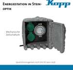 Kopp Energiestation Stein-Optik mit 2 Schutzkontakt-Steckdosen 250 V & Zeitschaltuhr I Gartensteckdose