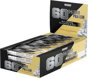 24x 45g Weider 60% High Protein Bar - Vanilla-Caramel (MHD 01/25, ~1.04€ pro Riegel, 0,4g Zucker pro Riegel)