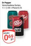[Globus Rostock / Neubrandenburg] 0,33l Dose Dr Pepper für 69 Cent / 1l Flasche für 1,19€ - lokal