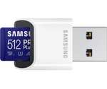 Samsung PRO Plus microSD Speicherkarte, 512 GB, UHS-I U3, Full HD & 4K UHD, 160 MB/s Lesen, 120 MB/s Schreuben (Prime)