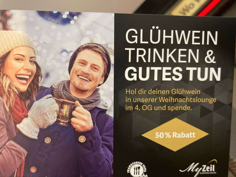 [LOKAL FFM Frankfurt am Main] 50% Rabatt auf Glühwein oder andere Heißgetränke und Gutes tun - MyZeil