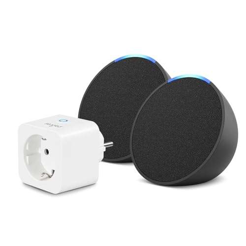 Echo Pop, Anthrazit, 2er pack + Sengled Smart Plug, Funktionert mit Alexa  - Smart Home-Einsteigerpaket