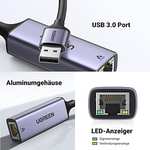 [Amazon Prime] UGREEN USB-A (USB-C 13,99€) auf LAN / RJ45 Gigabit Netzwerkadapter komp. m. PCs, Notebooks, MacBook Switch uvm. Länge 10cm