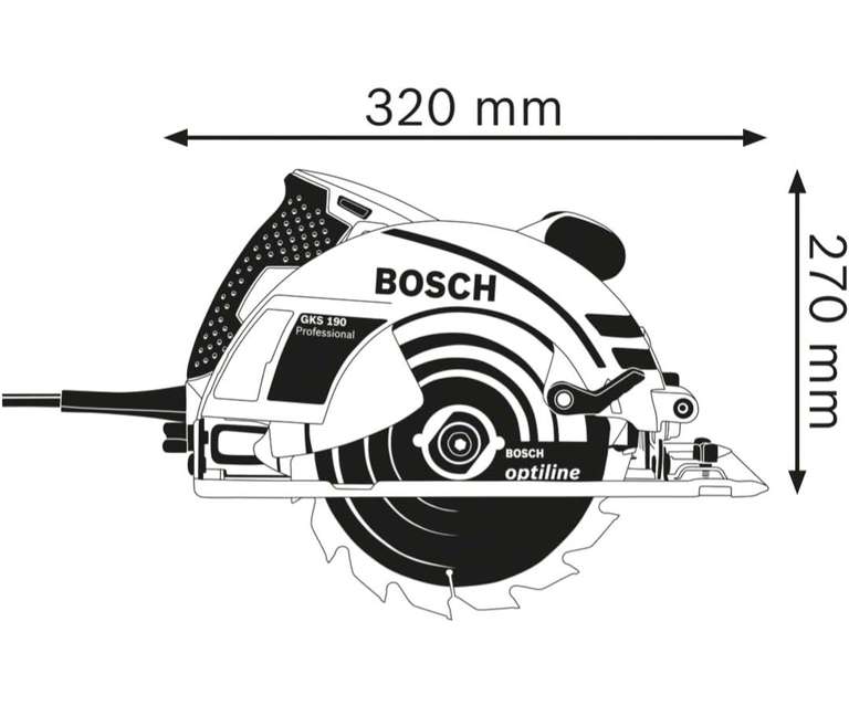 Bosch Professional GKS 190 Handkreissäge, 70 mm Schnitttiefe, 1.400 W, Karton, Mehrfarbig, Kreissägeblatt: 190 mm, kostenlos Prime