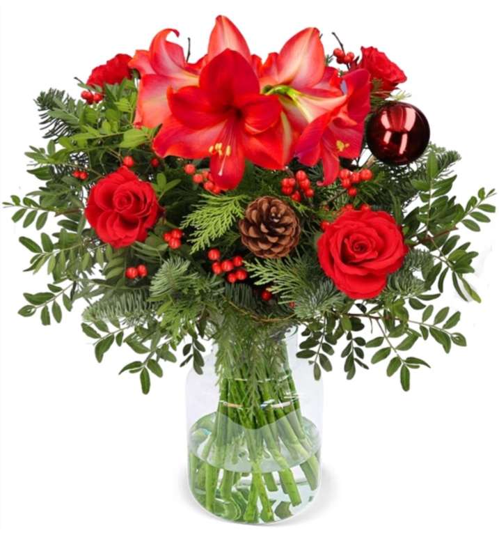 Geschenkidee für Romantiker Blumenstrauß 'Adventsgruß' mit Amaryllis (Ritterstern)