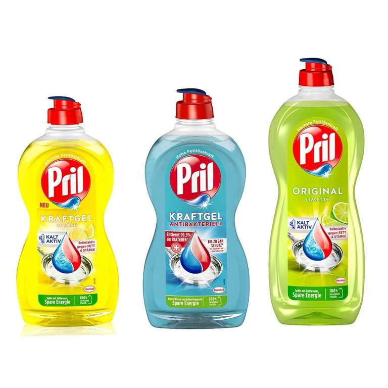 Pril 5 Plus Original Limette (675 ml) oder Pril 5+ Kraft-Gel Antibakteriell oder Zitrone (450 ml) (Prime Spar-Abo) 1,08€ möglich